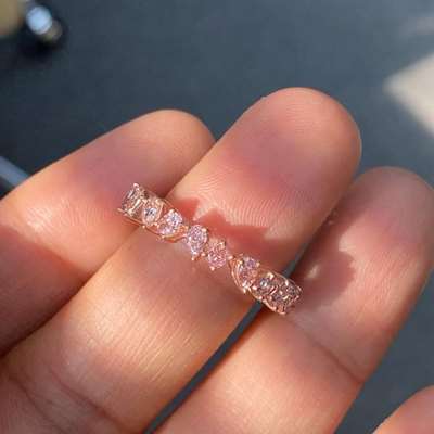 Natural Mix Shape Pink Diamond full eternity ring in 18k Rosegold.
