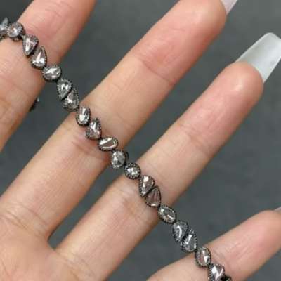 Natural 3.46 cts White fg vvs-vs mix Shape Rosecut  Diamond Tennis Bracelet in 18k Gold 