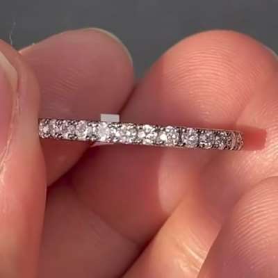 A super cute Old European Cut Diamond Eternity ring in 18k Gold With Blackened Polish.