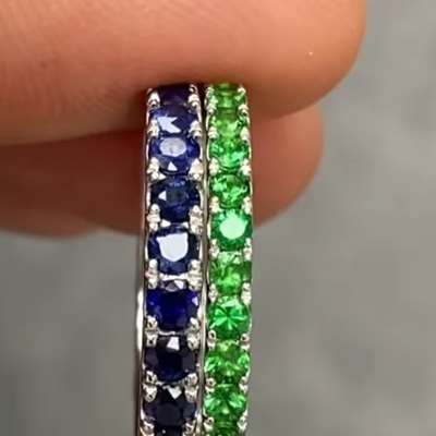 0.85cts Total Weight Natural Blue sapphire Gemstones in 14 k White Gold 3/4th Eternity ring