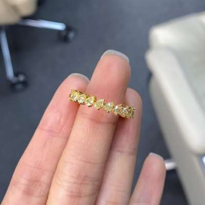 Natural Pear Shape Yellow Diamond Full Eternity Ring