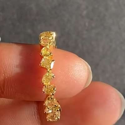 Natural Fancy Yellow Mix Shape Full Eternity Ring In 18k yellow Gold