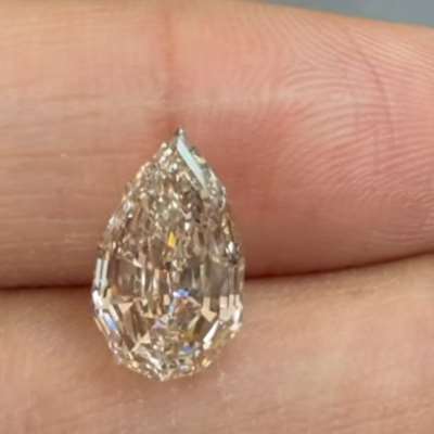 3.18ct Natural Light Peachy Brown VS1 Clarity Step Cut Pear Shape Diamond