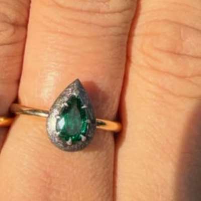 Zambian Emerald Pear ring