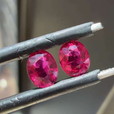 0.55ct & 0.62ct GIA Certified Matching Pair Of Natural Mozambique Ruby No Heat No Treat Oval Shape Gemstones