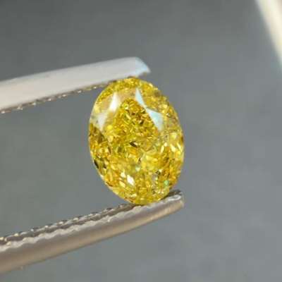 1.01ct GIA Certified Natural Fancy Vivid Yellow SI1 Clarity Oval Shape Diamonds.