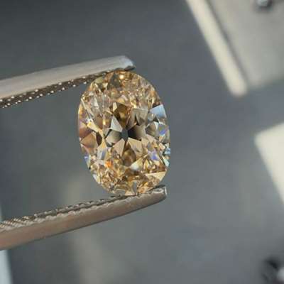  1.57ct Natural Honey Brown VVS2 Clarity Old Cut Oval Shape Diamond