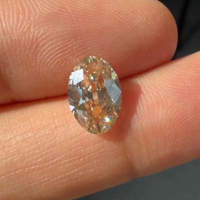A 2.02ct Natural Honey Brown SI1 Clarity Old Cut Oval Shape Diamond