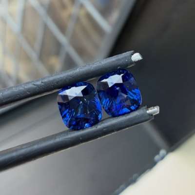 2.04ct Total Weight Matching Pair Of Natural Ceylon Blue Sapphire Heated Cushion Shape Gemstone
