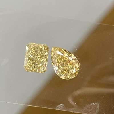 Radiant: 1.00 ct GIA-certified | Natural Fancy Brownish Yellow  VS2 AND  Pear: 1.01 ct Natural Brownish Yellow | VVS2