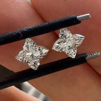 0.66ct & 0.63ct GIA Certified Matching Pair Of Natural J & K Color VS2 & SI1 Clarity Flower Shape Diamonds