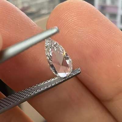1.01ct IGI Certified Natural i Color IF Clarity Long Pear Shape Rosecut Diamond