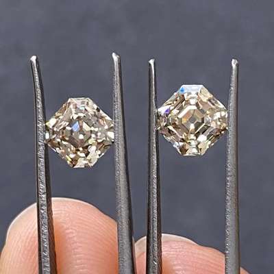 Natural 1.19 and 1.17 carats Old Cut Asscher | Light Peachy Brown | VS Clarity