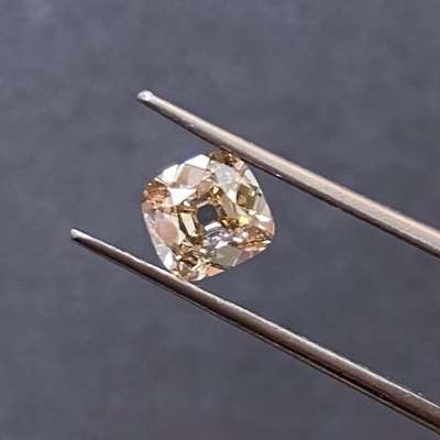 0.98ct natural peachy brown old cut cushion with SI2 clarity