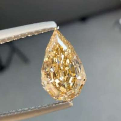 1.12ct Natural Honey Brown Step Cut Pear Shape VVS2 Clarity Diamond