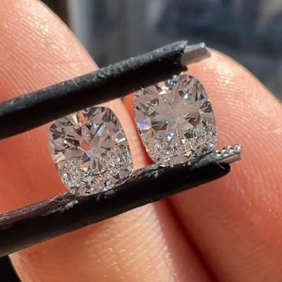 0.51ct & 0.52ct GIA Certified Natural F Color VS2 Clarity Elongated Cushion Cut Diamond