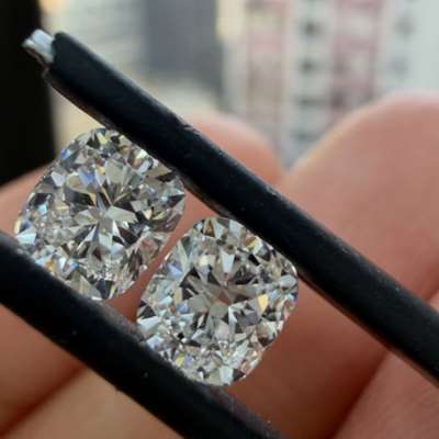 0.70ct & 0.71ct GIA Certified Matching Pair Of Natural F VS1 & E VS2 Cushion Shape Diamonds 