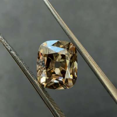 2cts natural brown VVS2 clarity old cut long cushion diamond
