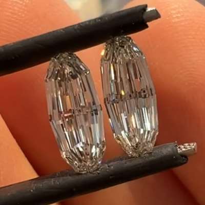 0.70ct & 0.76ct GIA Certified Matching Pair Of Natural i & J Color VS1 & VVS2 Moval Shape Step Cut Diamonds