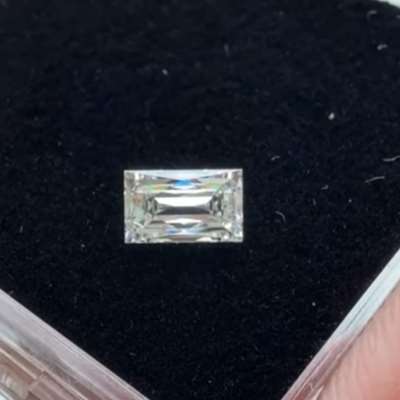 0.71cts GIA certified elongated French cut baguette with VVS2 clarity