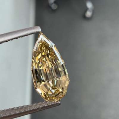 1.62ct GIA Certified Natural Fancy Brown Yellow SI1 Clarity Step Cut Pear Shape Diamond 