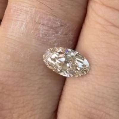 1.50ct Natural Peachy Brown Moval Shape Old Cut Diamond 