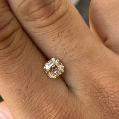 1.20cts natural peachy brown VS1 old cut asscher shape diamond 