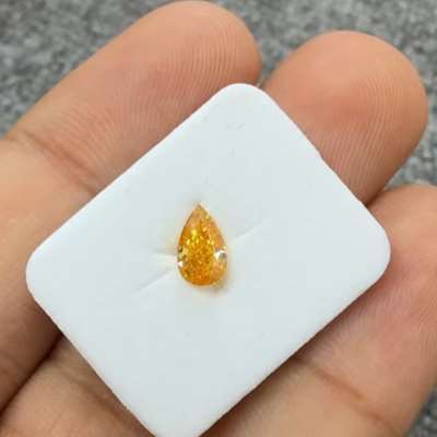 0.51cts GIA certified natural Fancy Vivid yellow-orange SI2 pear shape diamond