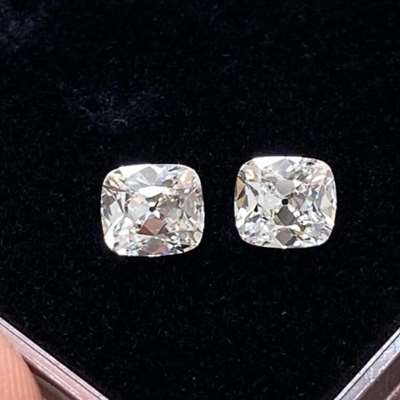 0.68cts & 0.69cts GIA certified Natural Old Cut Cushion Shape Diamonds in H & I color, VVS1 & VVS2 clarity! 